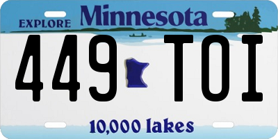 MN license plate 449TOI