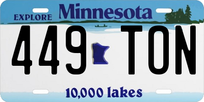 MN license plate 449TON