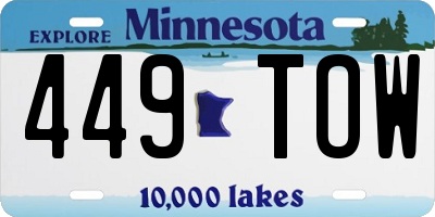 MN license plate 449TOW