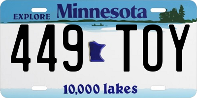 MN license plate 449TOY