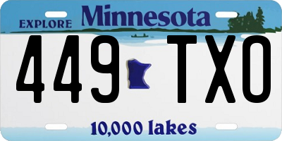 MN license plate 449TXO