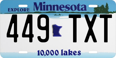 MN license plate 449TXT