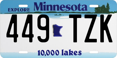 MN license plate 449TZK