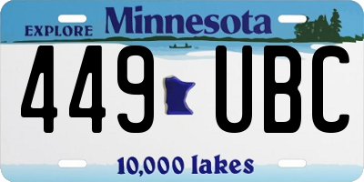 MN license plate 449UBC
