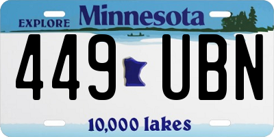 MN license plate 449UBN