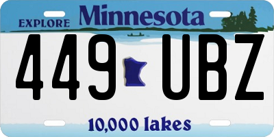 MN license plate 449UBZ
