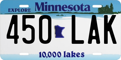 MN license plate 450LAK