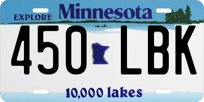 MN license plate 450LBK