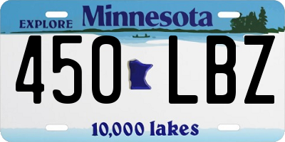 MN license plate 450LBZ