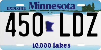 MN license plate 450LDZ
