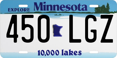 MN license plate 450LGZ