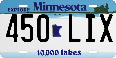 MN license plate 450LIX