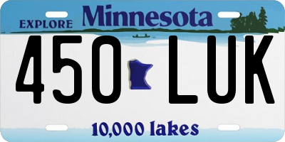 MN license plate 450LUK