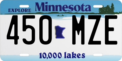 MN license plate 450MZE