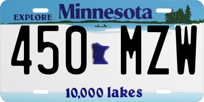 MN license plate 450MZW