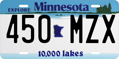 MN license plate 450MZX