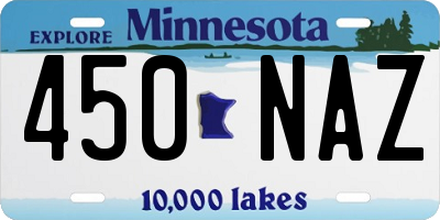 MN license plate 450NAZ