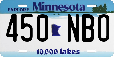 MN license plate 450NBO