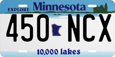 MN license plate 450NCX