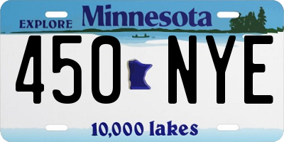 MN license plate 450NYE