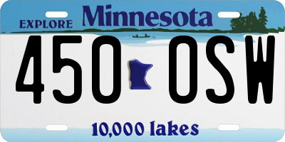 MN license plate 450OSW
