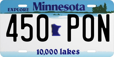MN license plate 450PON