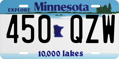 MN license plate 450QZW