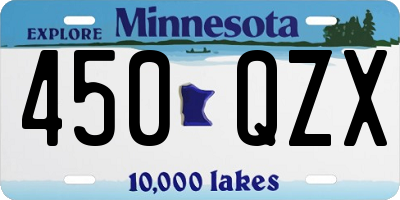 MN license plate 450QZX