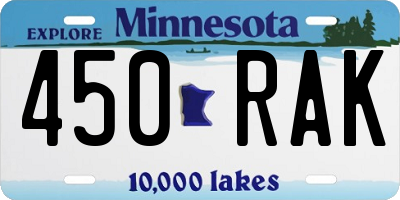 MN license plate 450RAK
