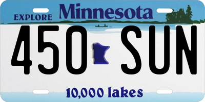 MN license plate 450SUN