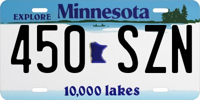 MN license plate 450SZN