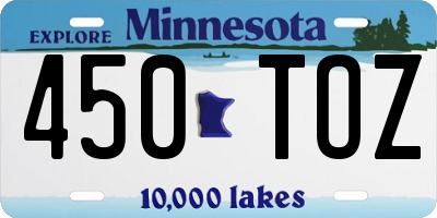 MN license plate 450TOZ