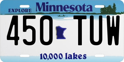 MN license plate 450TUW