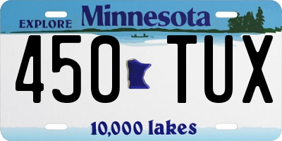 MN license plate 450TUX