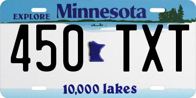 MN license plate 450TXT