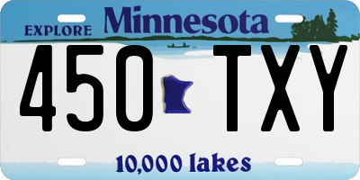 MN license plate 450TXY