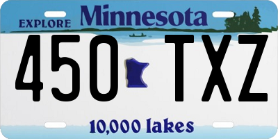 MN license plate 450TXZ