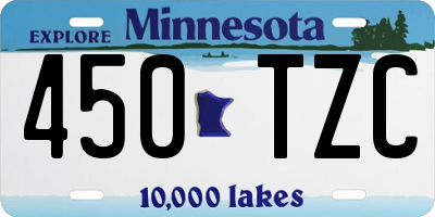 MN license plate 450TZC