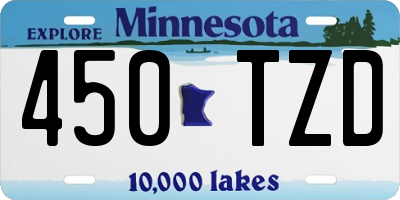 MN license plate 450TZD