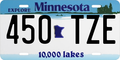 MN license plate 450TZE