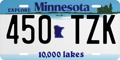 MN license plate 450TZK