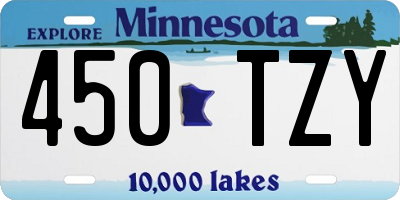 MN license plate 450TZY