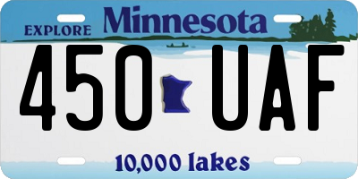MN license plate 450UAF
