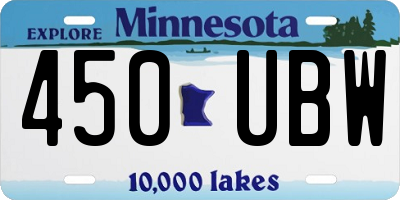 MN license plate 450UBW