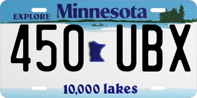 MN license plate 450UBX