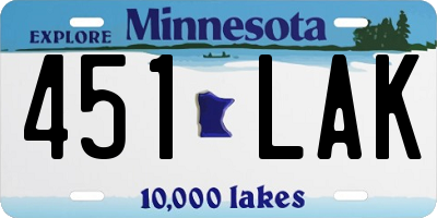 MN license plate 451LAK