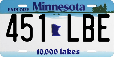 MN license plate 451LBE