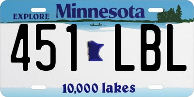 MN license plate 451LBL