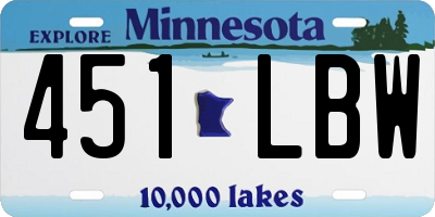 MN license plate 451LBW
