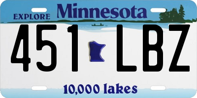 MN license plate 451LBZ